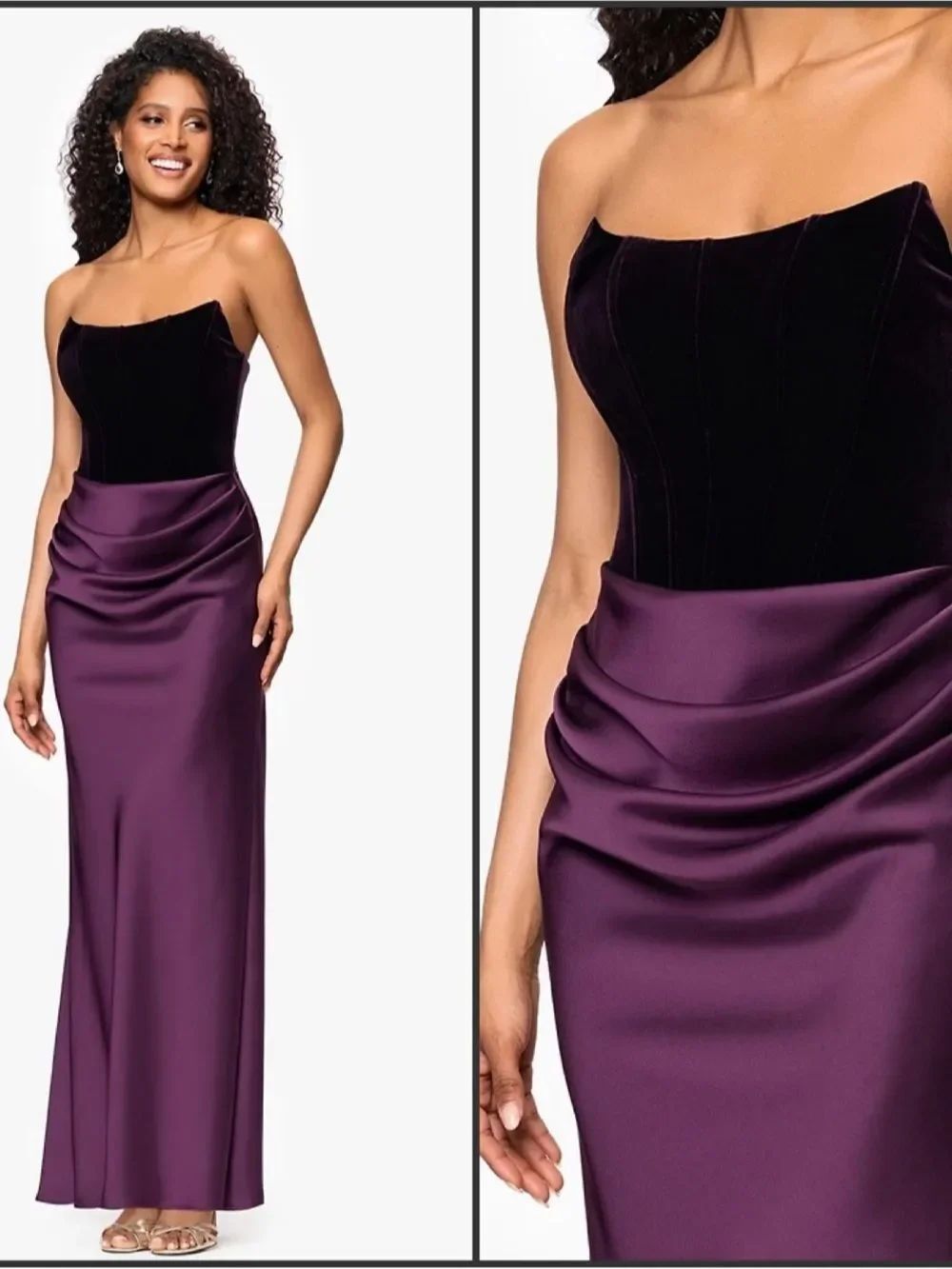 NWT Betsy & Adam Velvet Satin Plum Gown Dress Size 12